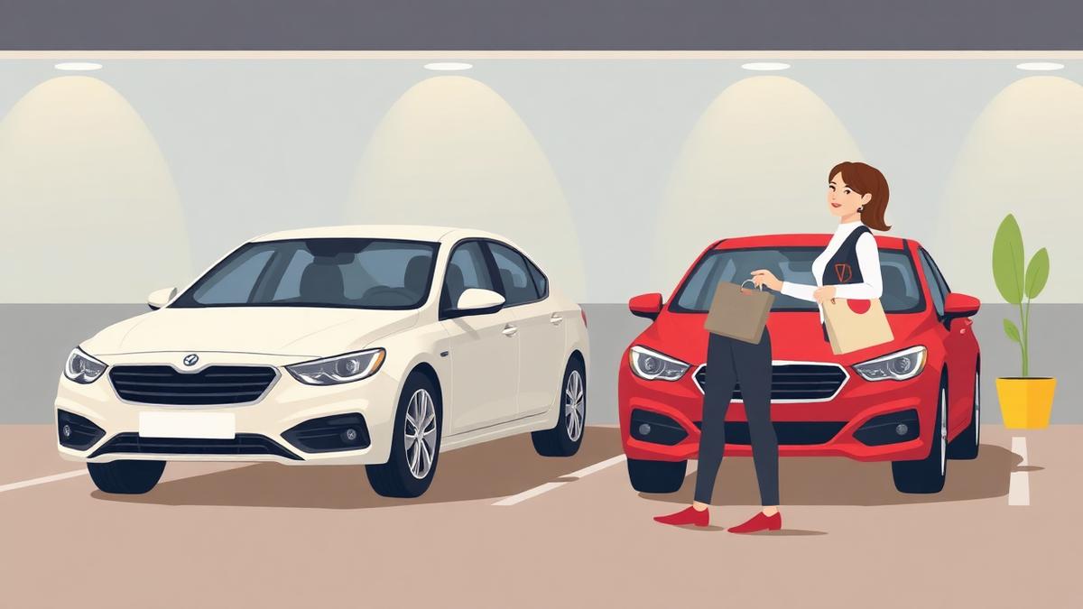 First-time car buyer receiving keys at a dealership