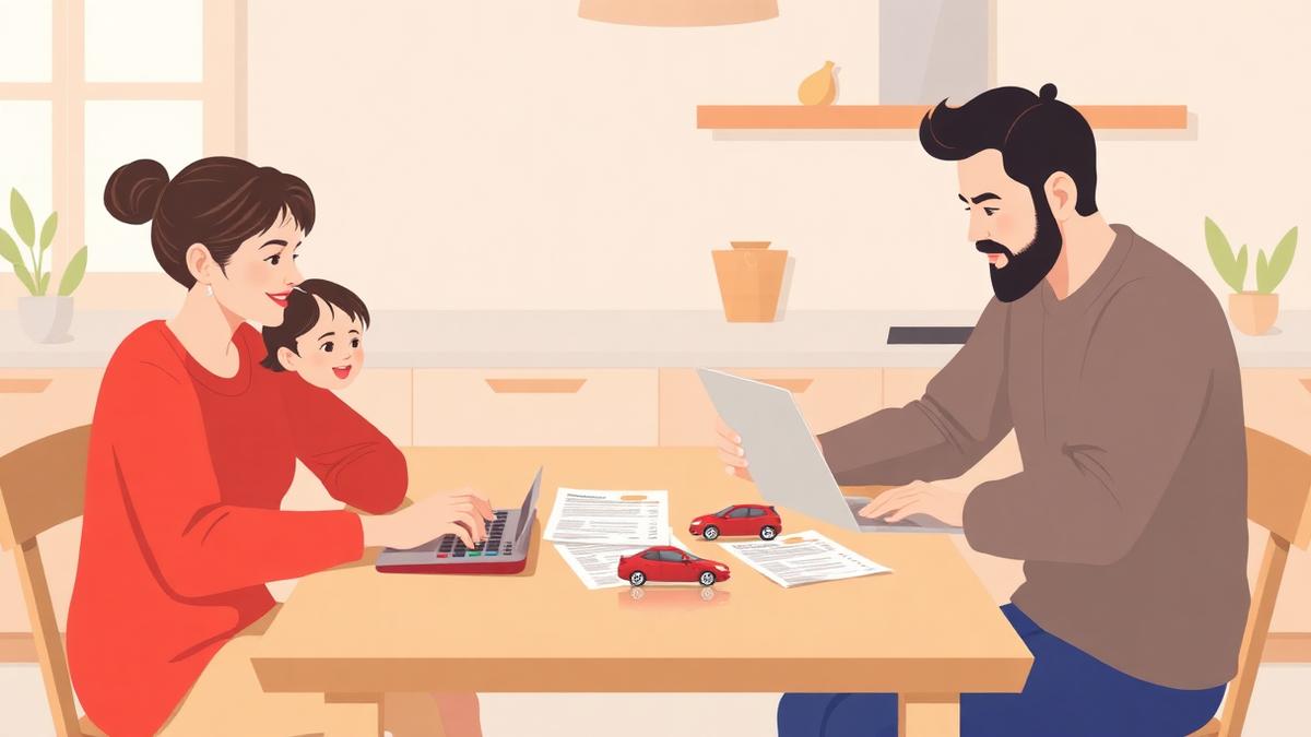Reviewing an auto loan agreement with a calculator and paperwork